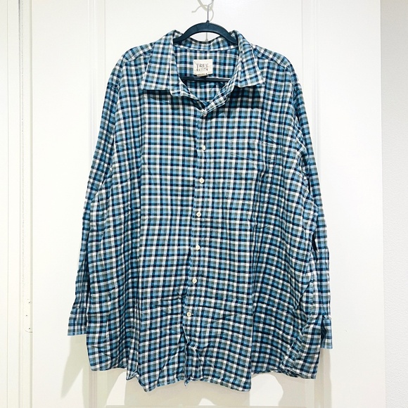 True Nation 3XL Plaid gingham button up Shirt LS Mens Blue Green outdoor preppy - Picture 1 of 10